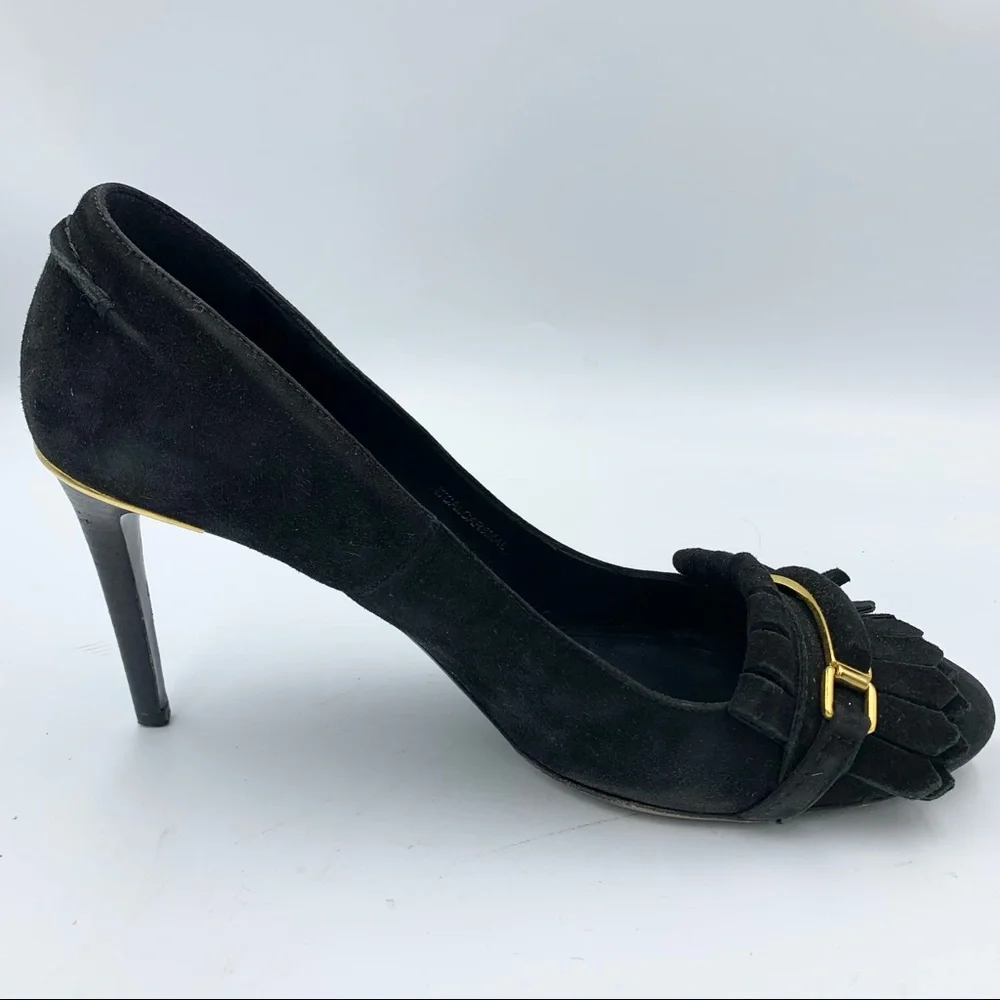 Burberry Metal Bar Hampden Fringe Black Pump